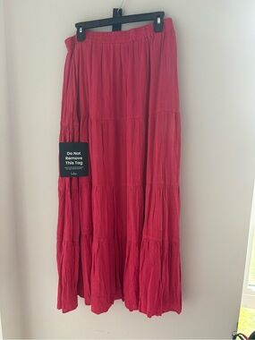 Lulu's Red Tiered Maxi Skirt
